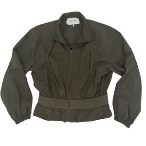 Frame Pintuck Bomber Women’s Small Army Green Zip Up